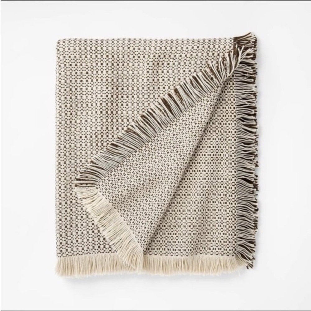 Threshold Studio McGee 60”x50" Boho Boucle Tassel Brown and Cream